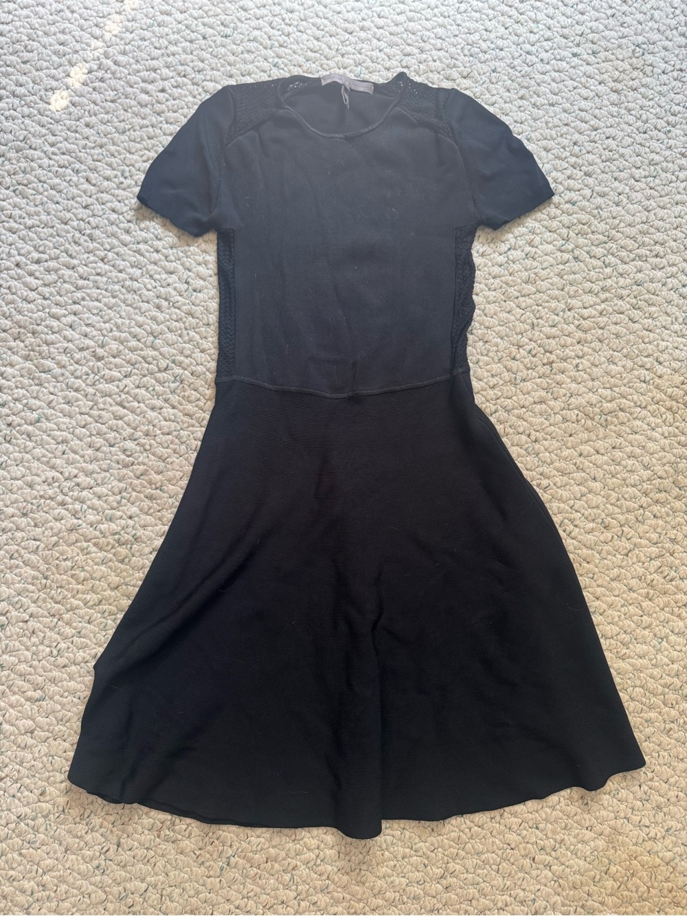 Halston Heritage Women's Short Sleeve Black Fit-and-Flare Dress